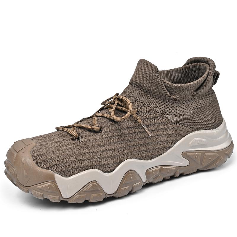 High-Quality Men's Outdoor Sneakers Spring Autumn Knitted Mesh Breathable Sports Shoes Casual Fashionable Hiking Oversized Shoes 39-46