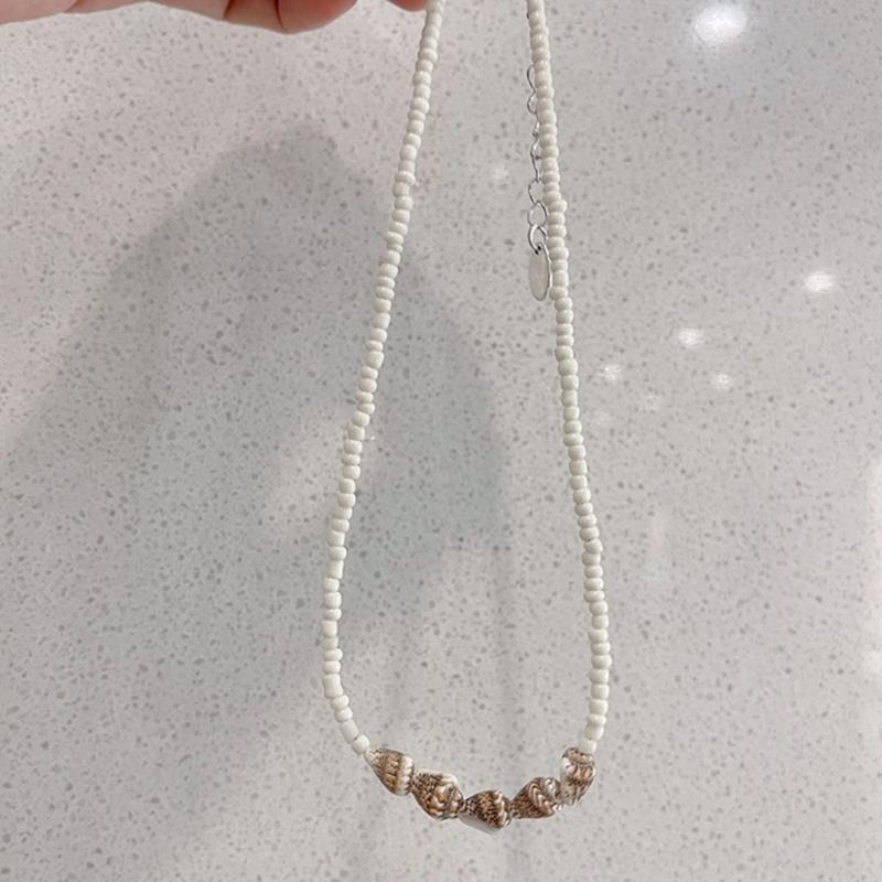 Elegante Perlenkette Einzigartiger Muschelperlen-Choker Schlüsselbein-Kette für Damen Modeschmuck Geschenk Dopamin-Kette