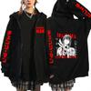 Felpa con cappuccio e zip stampata Chainsaw Man Anime Donna Casual Larga Retro Harajuku Autunno Inverno Manica Lunga Giacca in Pile Felpe