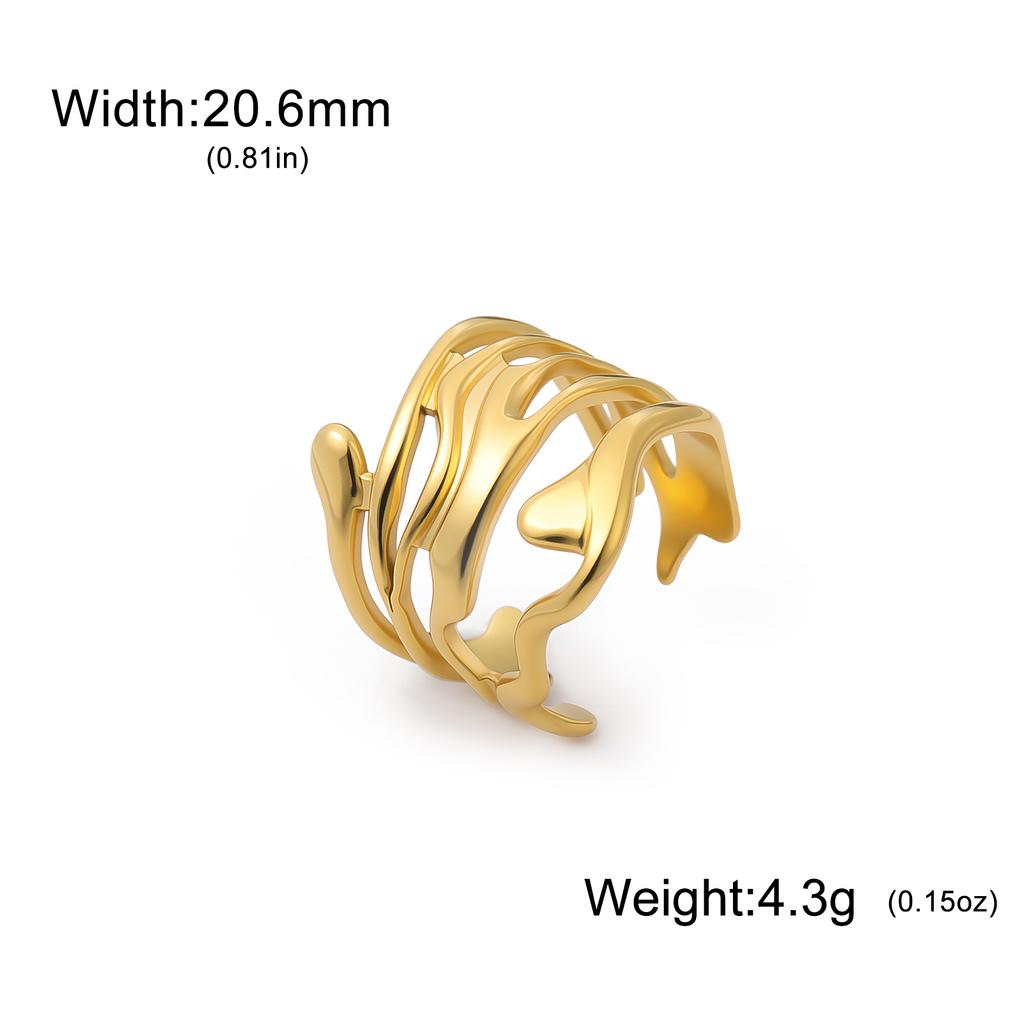 Cazador Stainless Steel Geometric Open Ring Waterproof Double Layers Fashion Finger Rings for Women Party Jewelry Gift Wholesale