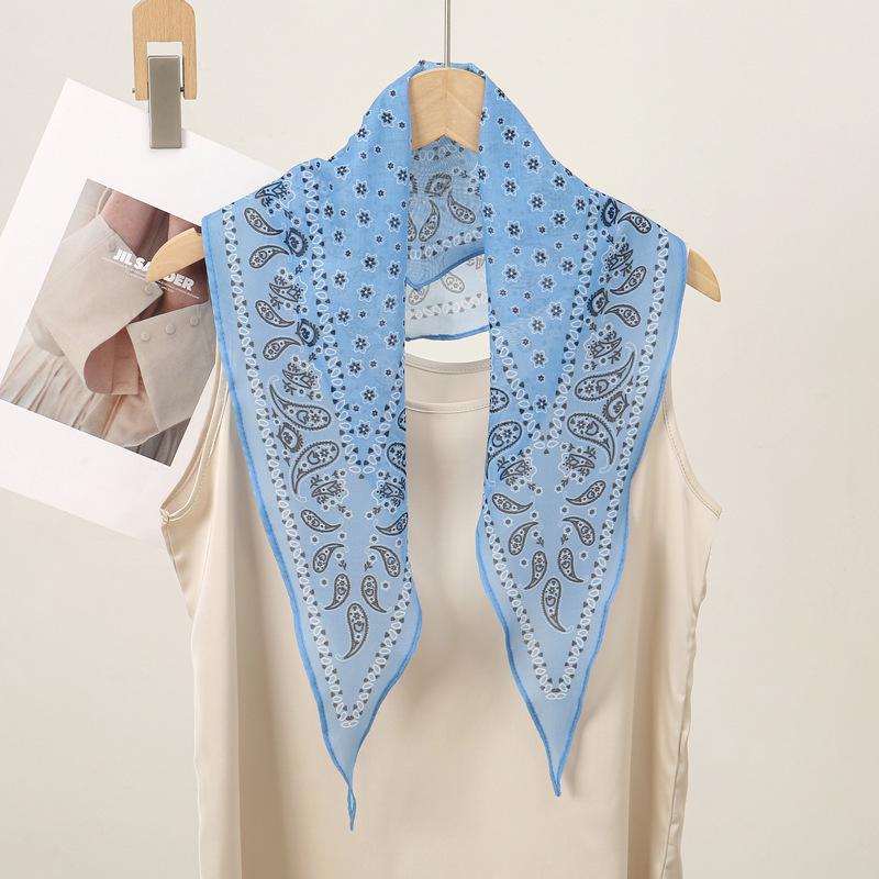 Silk Print Versatile Triangle Scarf: Cashew Large Square for Headscarf or Waistband