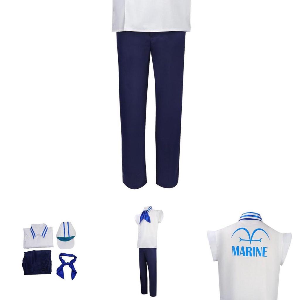 One Piece Marine Soldier Uniform Cosplay Costume White Polyester Material