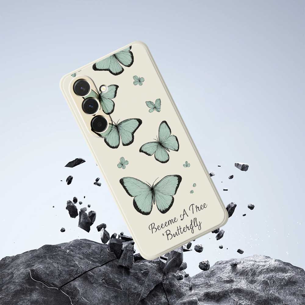For Samsung Galaxy A36 5G Case Green Butterfly Pattern Printing Straight Edge TPU Phone Back Cover