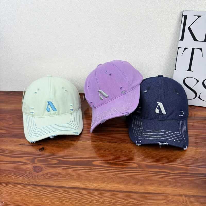Vintage Embroidered Ripped Baseball Cap Men's and Women's Spring Wide-brimmed Peaked Cap Green Sun Hat
