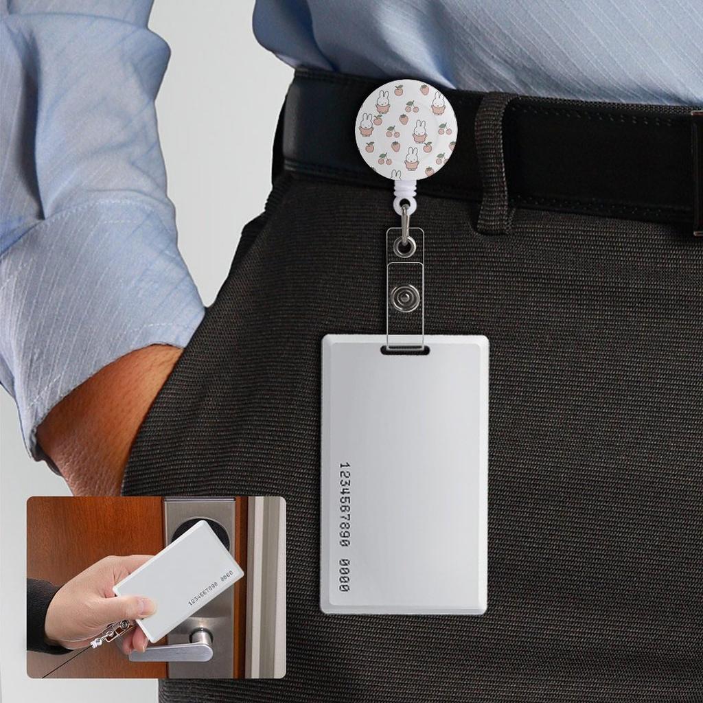 Miffy Rabbit Cute Small Animal Anime Hanging Name Tag Reel Reel Keychain Strong Metal Wire Stretchable Reel Strap Reel Clip for Employee ID Commuter