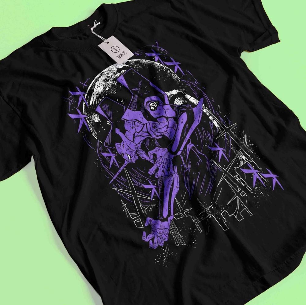 Neon Genesis Evangelion T-shirt Eva Unit 01 Japanese Black Anime Shirt All Size