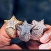 Huajie Five Pointed Star Shaped Full Paved Sparkling Zircon Rings for Unisex's Rock Punk  Accessories Trend