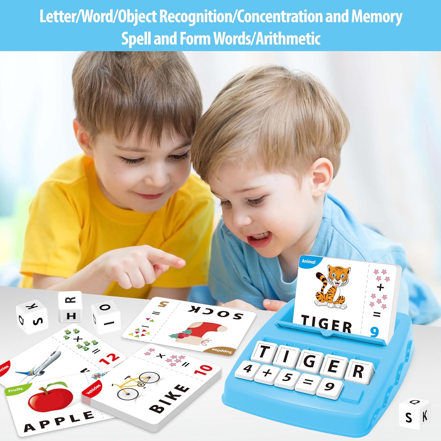 

Игры на сопоставление букв, Обучающие игрушки 2 в 1, Игры на числовое равенство, Карточки для чтения и правописания алфавита, Игрушки для раннего развития в подарок для Medium синий