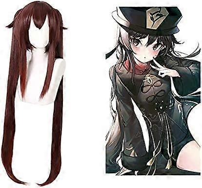 Anime Cosplay Wig Hu Tao Double tail Women Hair Halloween Party Game Cosplay Costume