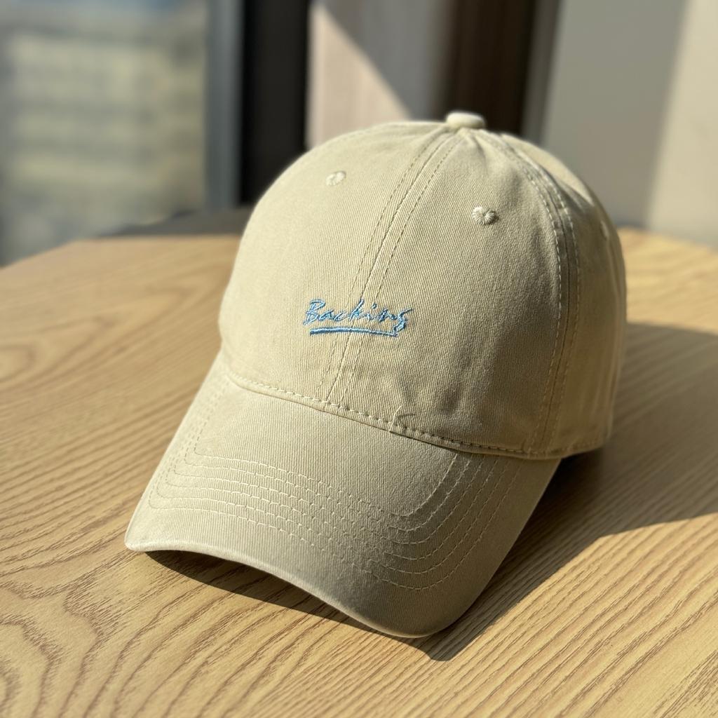 Korean-style soft-top casual baseball cap for women, simple letter-print curved brim hat, street fashion trendy accessory, sun protection