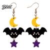 Bat Moon Holiday Jewelry 1 Pair 2D Acrylic Halloween Dangle Drop Earrings for Women Versatile Costume Events Spooky Ghost Cat Pumpkin Earrings Party