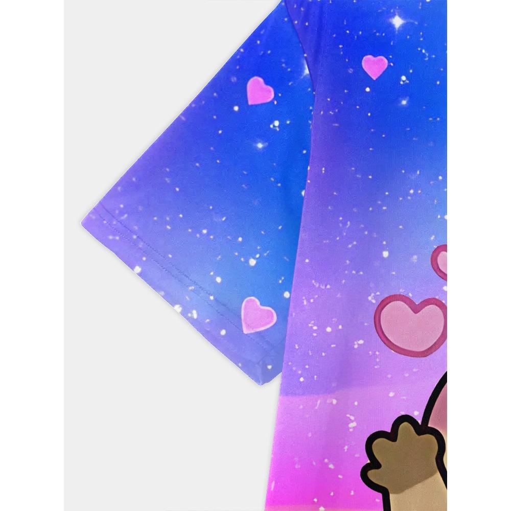 Starry sky capybara boys T-shirt 3D digital printing back-to-school tops summer cute casual