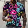 Fun Graffiti Street T-shirt 3D Printed Men's Hip Hop Summer Cool Tee shirt Casual Youth Popular Personality Short Sleeve Top