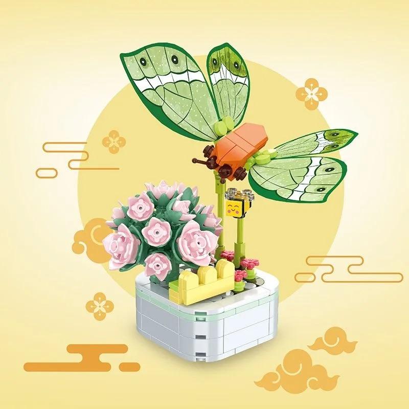 Perpetual Bouquet Tulip Flower Building Block 3D Model Home Decoration Plant Potted Assembly Bricks Valentine Child Gifts