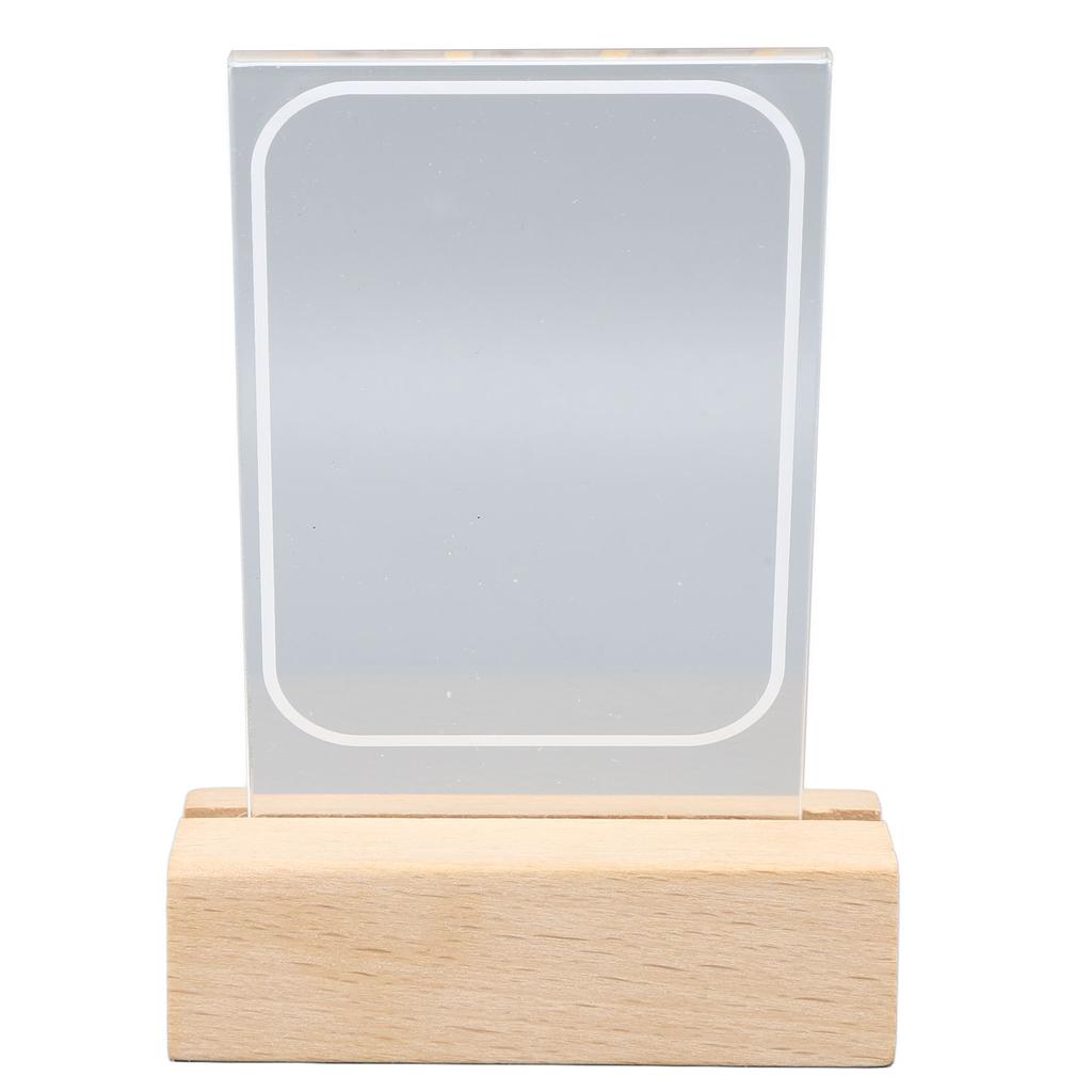 Acrylic Wood Base Picture Frames Warm Light Wooden Clear Acrylic Picture Frame for 3 Inch Photos Movie Tickets