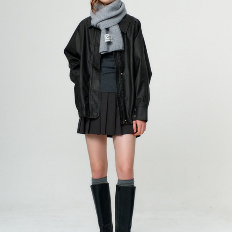 RAVEROUS Basic Plain Muffler_Melange Gray