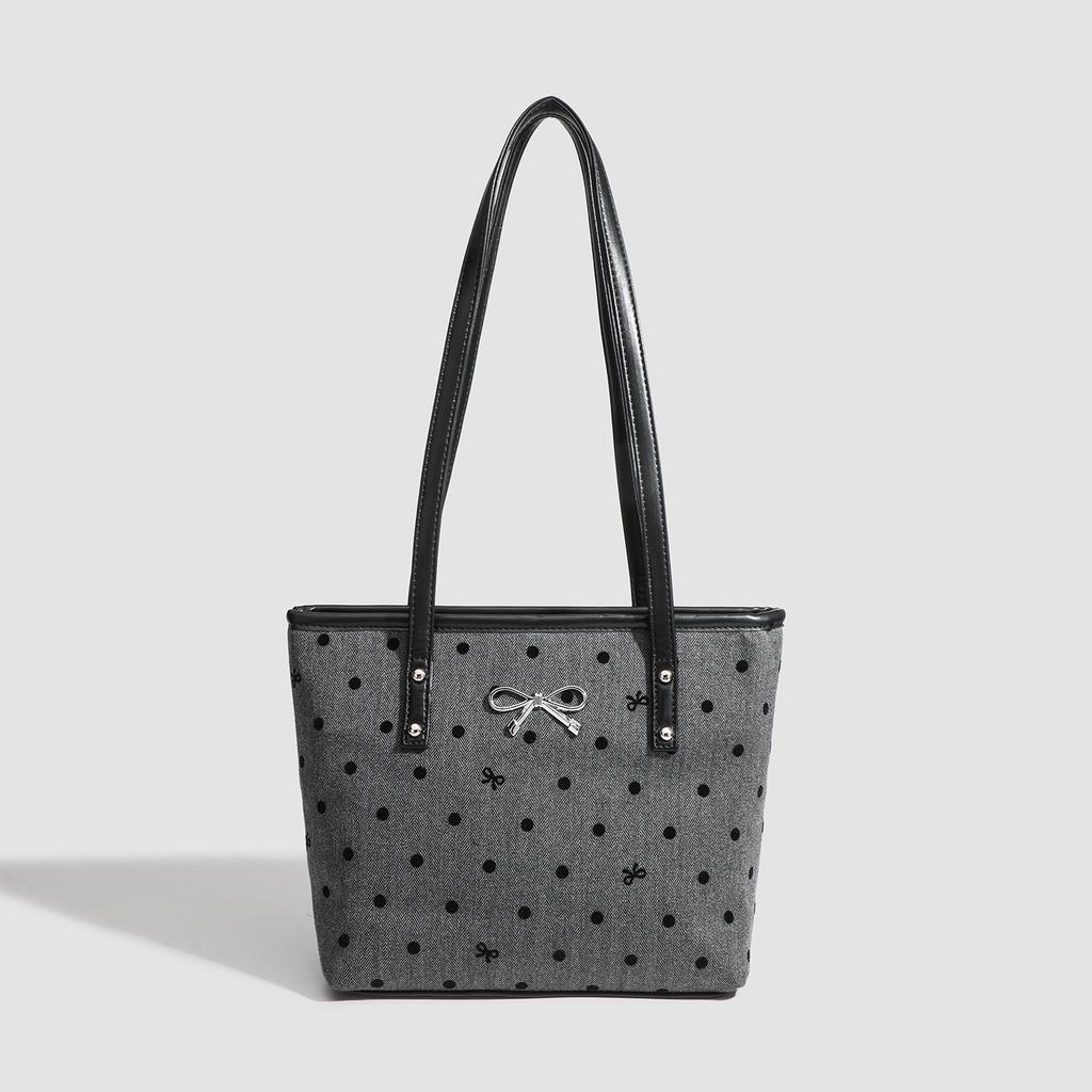 College Canvas Tasche Schleife Achseltasche Lässige Shopping Ein-Schulter Handtasche