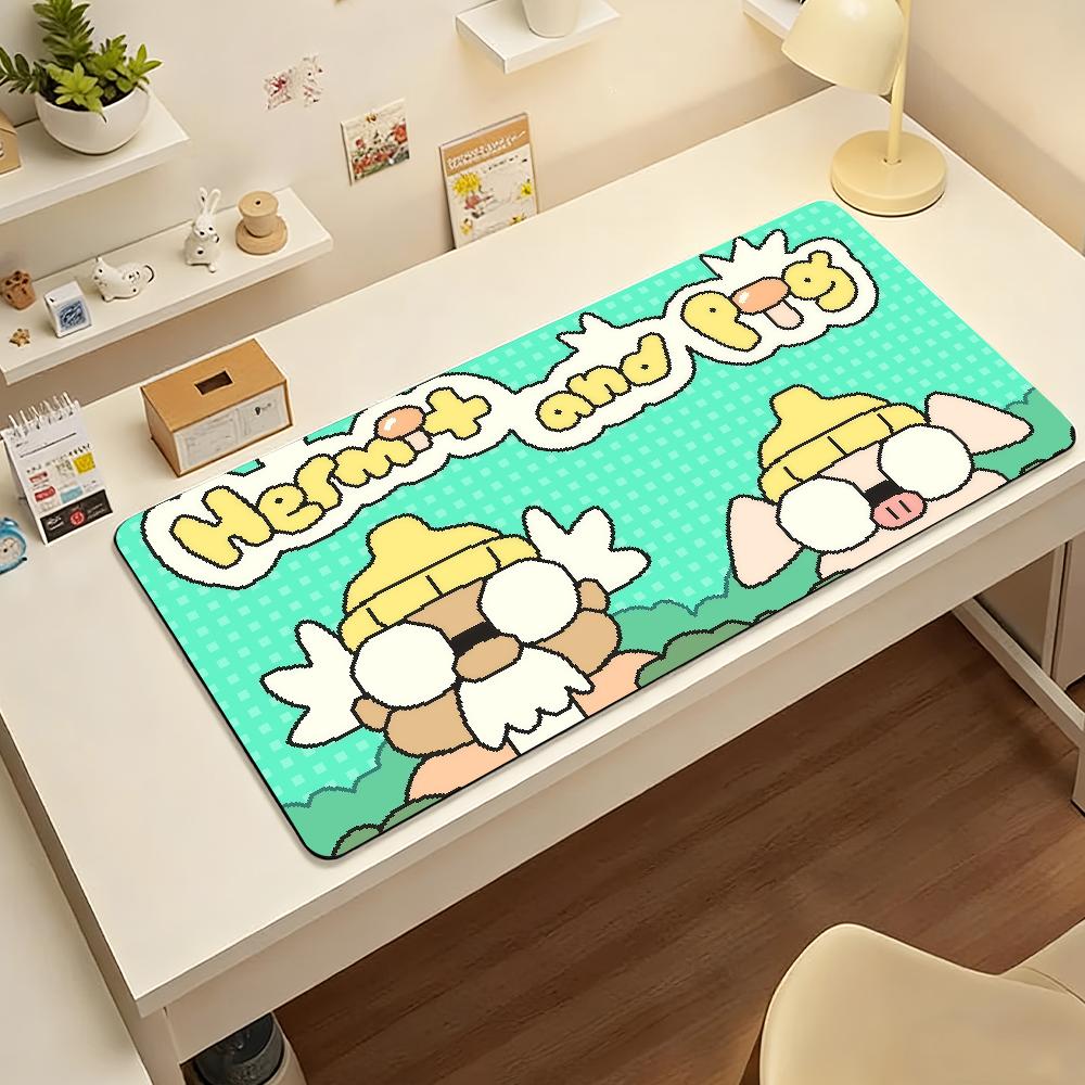 Hermit And Pig Mouse Pad Nonslip Locking Edge DeskMat PC Laptop Accessories Rubber Office Keyboard Large Game XXL Carpet