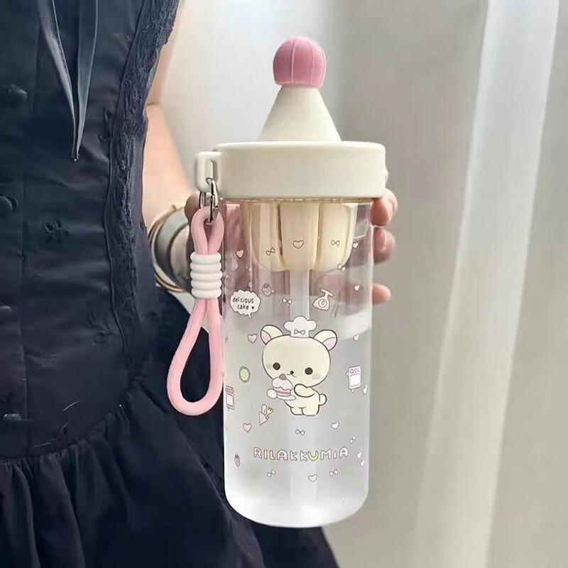 Shangqi 750ml Cute Bear Insulated Straw Tumbler