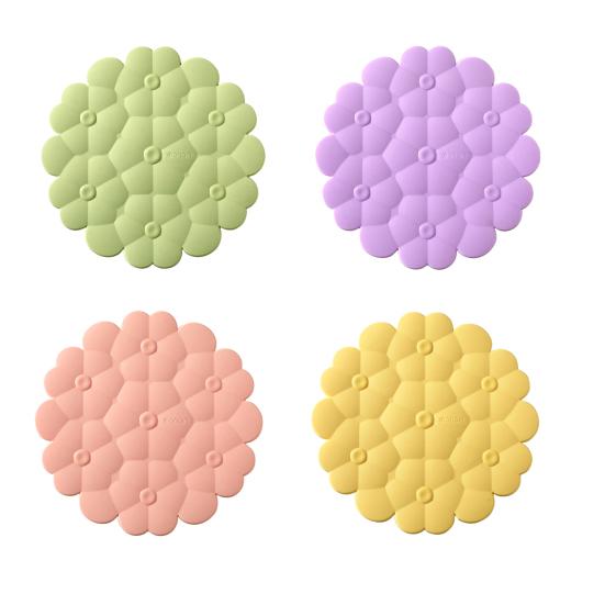 Thick Silicone Trivet Mat Flower Shape Heat-Resistant Placemat for Pots Pans Dishes Non-Slip Scratch-Proof Kitchen Table Protector