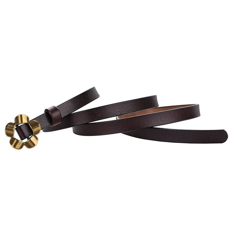 

Leather Waist Women Strap With Stylish Flower Shape Buckle For Daily Fashion коричневый