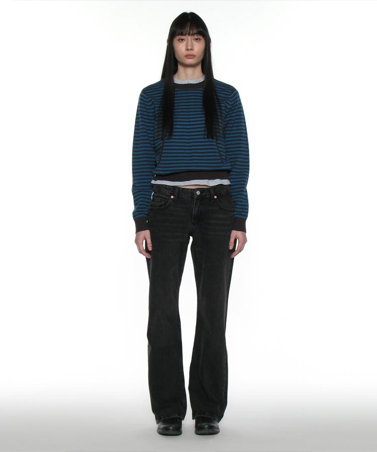 PARTIMENTO WOMEN Pwc Two-Way Pocket Knit Crew_Teal Stripe