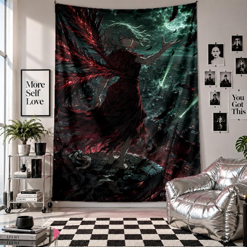 Wall TapestryTokyo Ghoul Art Hanging Cloth Decorative Background Cover for Room Decoration