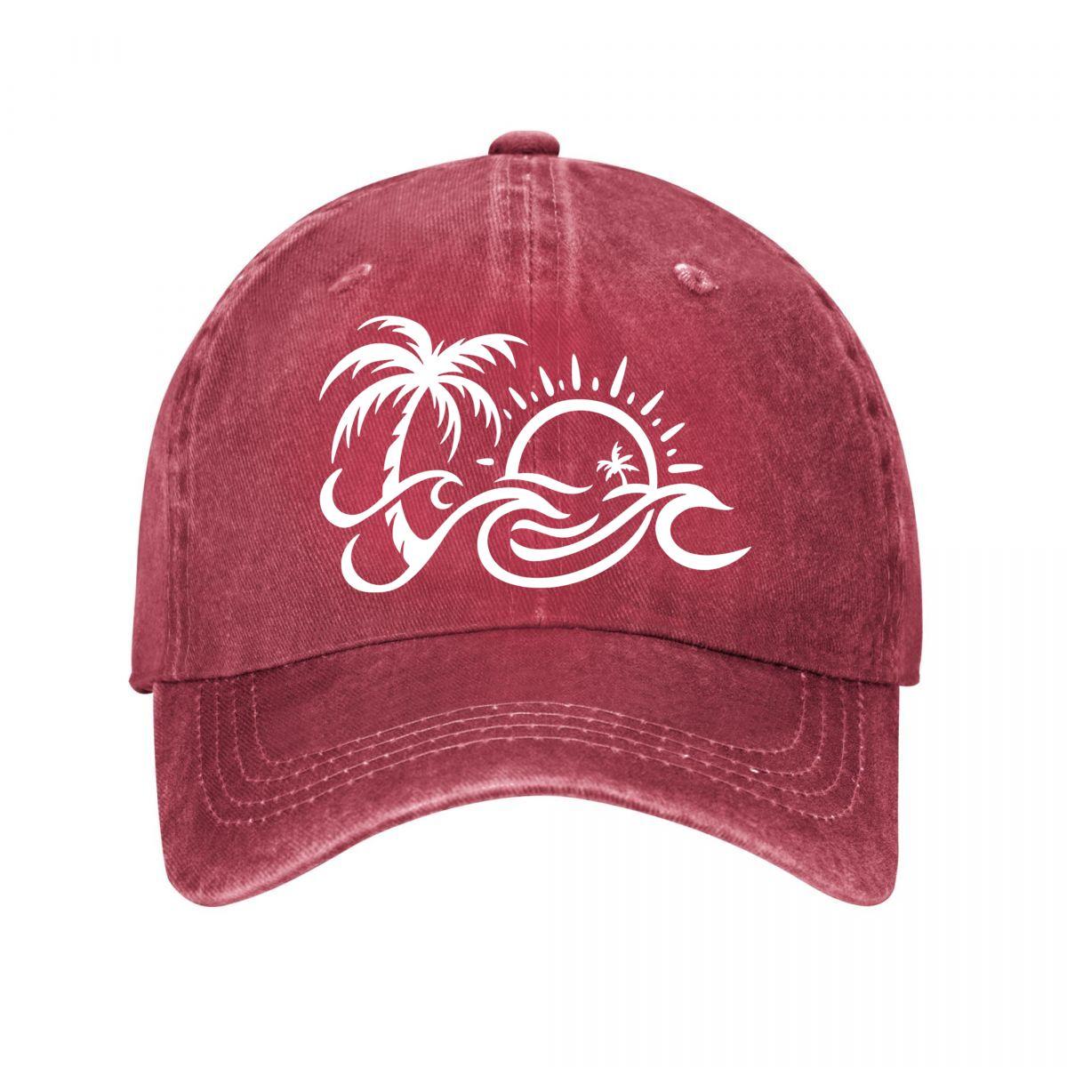 Tropical Palm Wave Suede Baseball Cap Washed Baseball Cap Adjustable