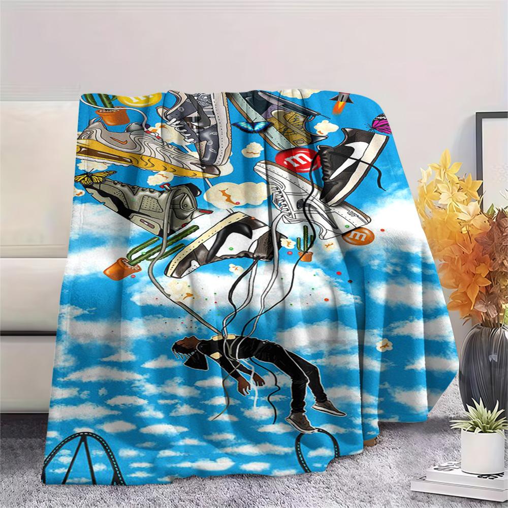 Stampa Sneakers Coperta di Flanella Copriletto per Camera da Letto Copridivano Campeggio Coperta Calda Regali per famiglia e amici(MJ055)