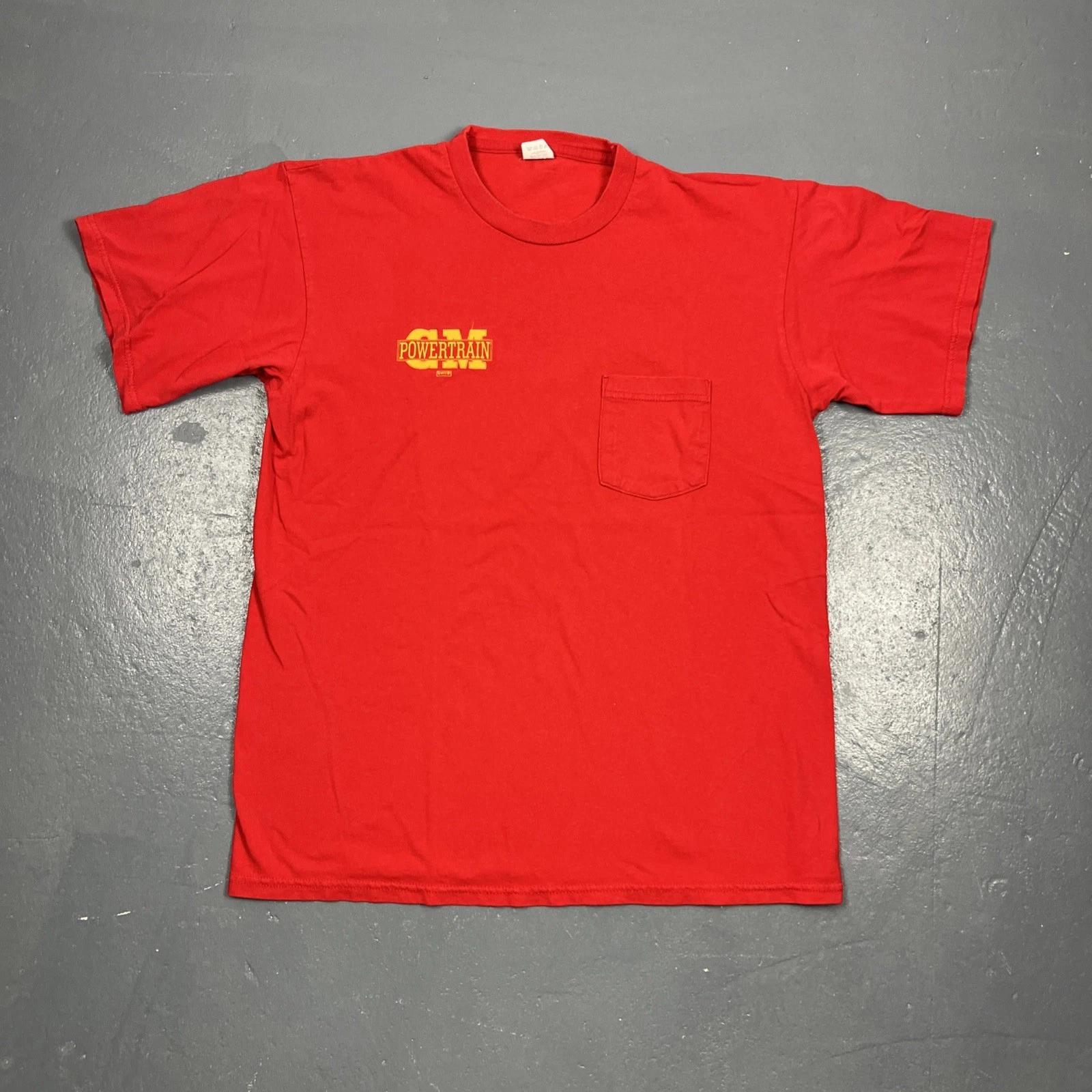 

Vintage GM Powertrain Pocket Tshirt Red Large VTG Cars Casual L