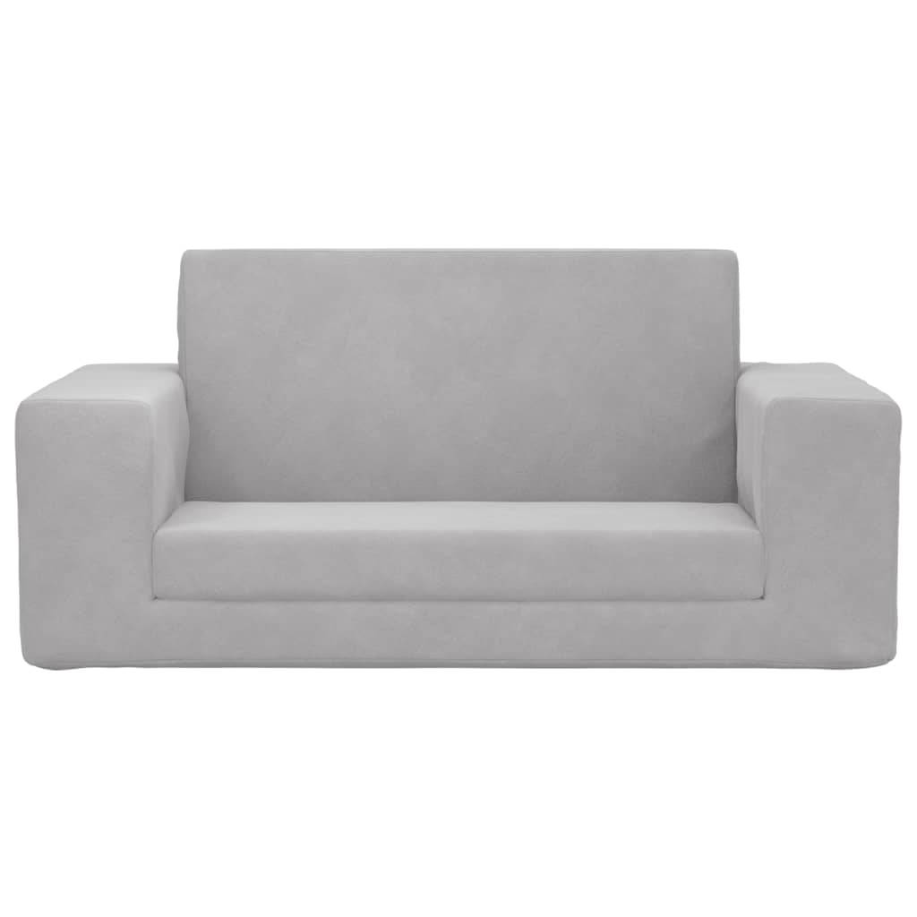 Kids Sleeper Sofa 2 Seater Light Grey Soft Plush