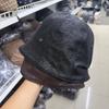 Retro PU Leather Fisherman's Hat Children's Autumn and Winter Temperament Shows the Face, Small Bucket Hat Versatile and Advanced Face Covering Basin