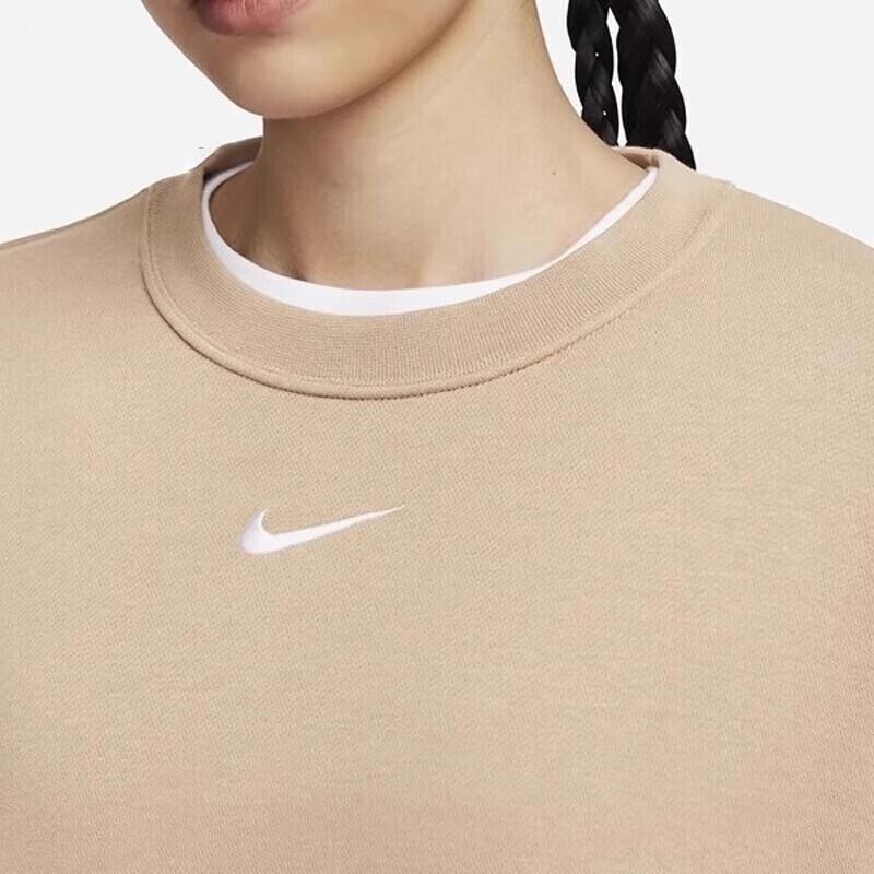 Nike Sweatshirts Women's Khaki Crew Neck Moderate DD5633-200