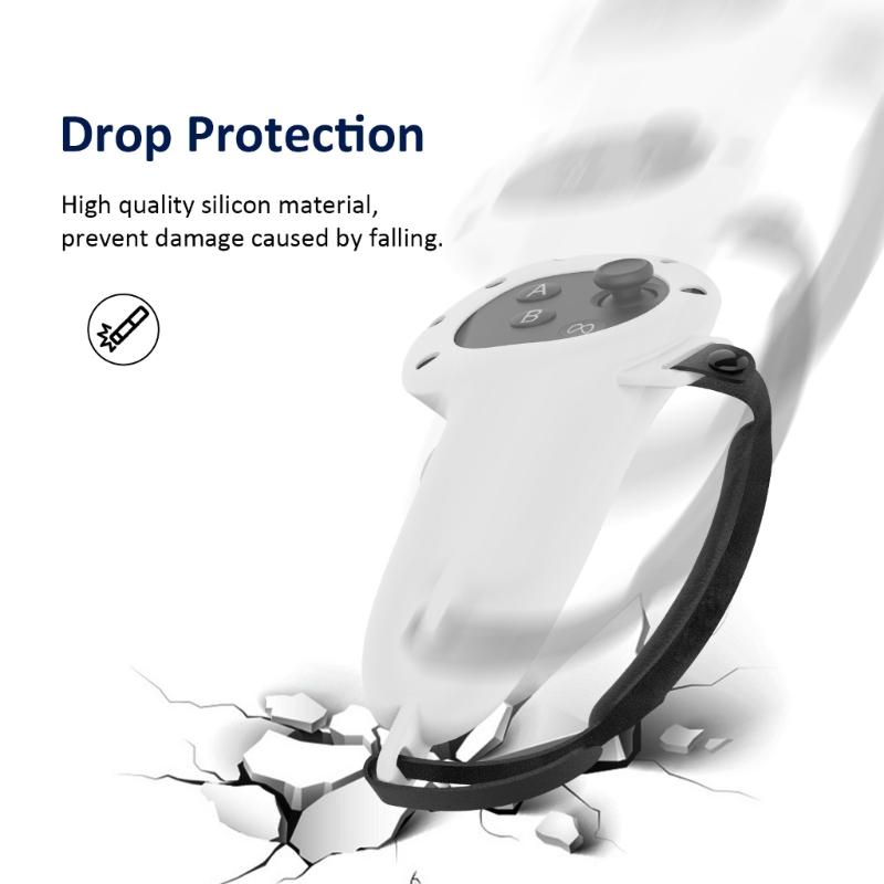 Silicone Grip Cover & Strap for Meta Quest 3 Protective Cover Touch Controllers VR Accessories