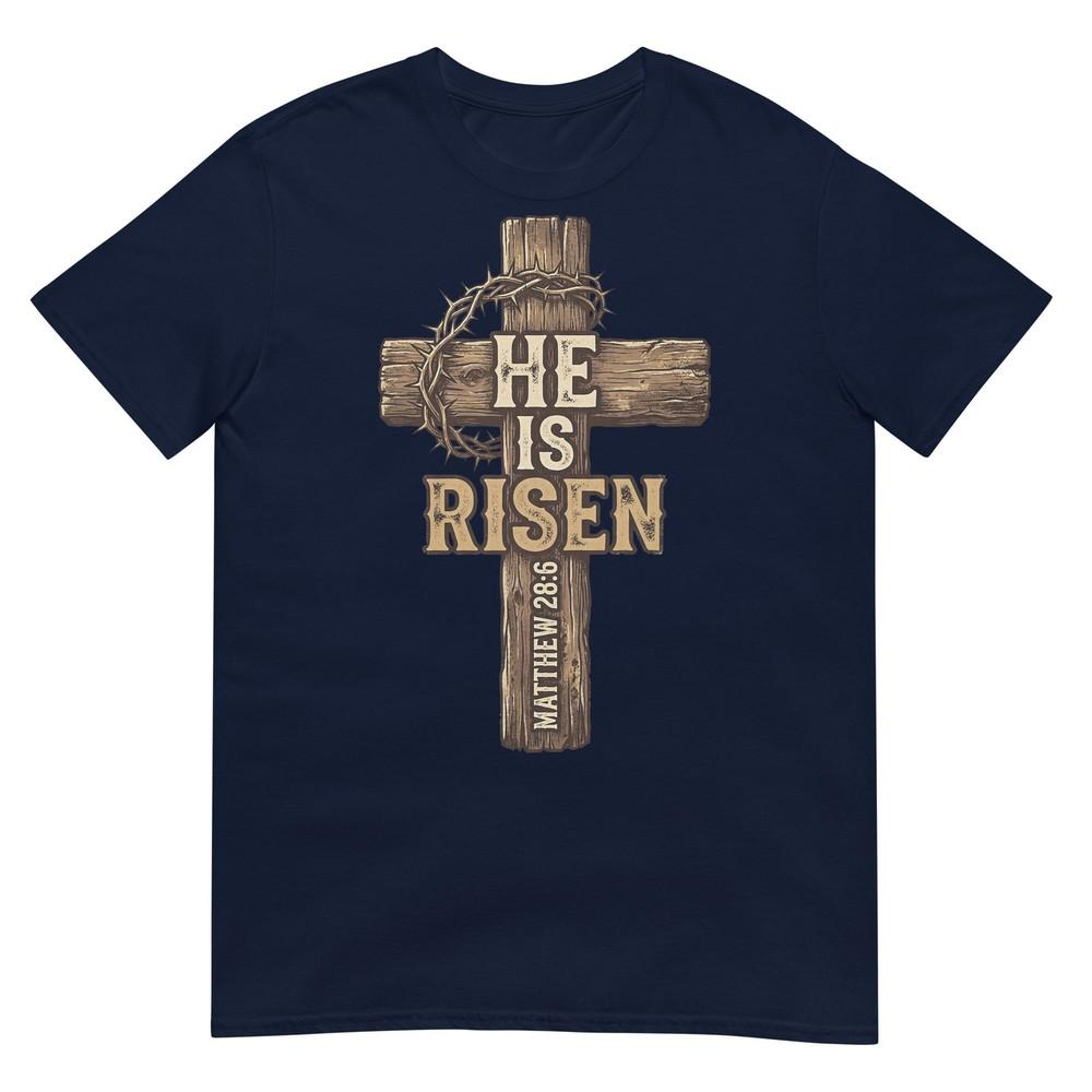 Easter He Is Risen Cross Religious Design For Christians Tshirt S
