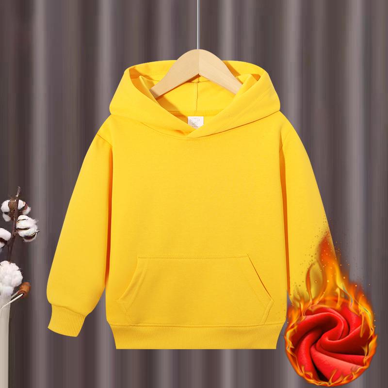 Heavy Weight Cotton Plus Velvet Hooded Sweater KID Thickened Tight Polar Fleece Pullover Hoodie Children Sweats KIDYINHR