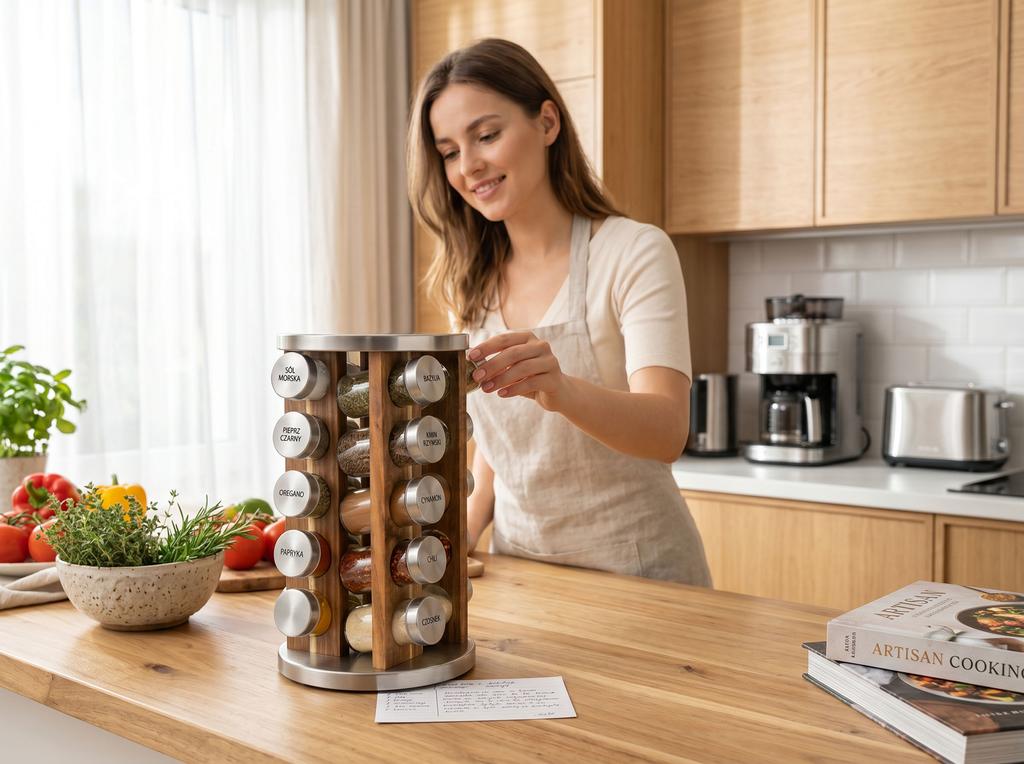 ROTOR Rotating Spice Rack, Natural Silver