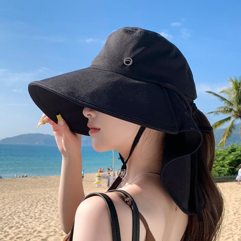 Summer Wide Brim Fisherman Hat With Ponytail Hole For Outdoor Sun Protection