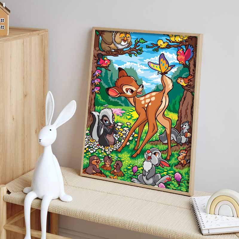 Disney 5D DIY Diamond Painting Bambi Illustration, Cartoon Full Diamond Mosaic Diamond Painting Art Wall Decoration Craft Set
