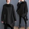 Femei Plus Size Larg Negru Fermoar Neregulat Casual Hanorac Mânecă Lungă Mărime Mare Oversized Primăvară Toamnă