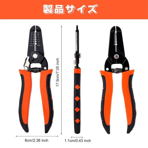 YIBOOOM Multi-Function Wire Stripping Pliers, Electrician's Pliers, Wire Stripper, Range: 0.6mm-2.6mm (10AWG-22AWG), with a Spring-Loaded Non-Slip Han