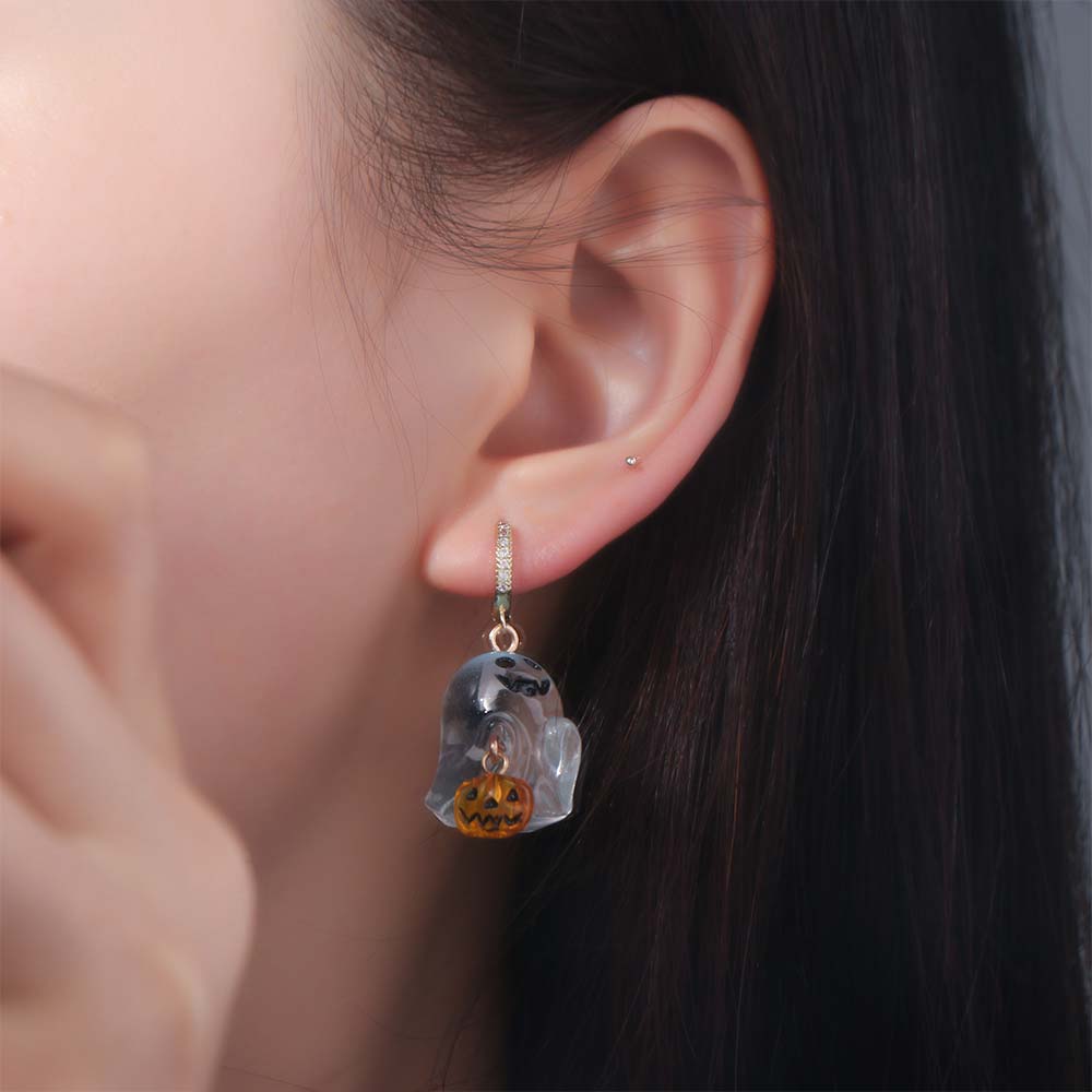 Resin Ghost Ear Studs Cartoon Pumpkin Dangle Earrings Cute Halloween Earrings  Ladies