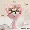 Finished Crochet Rose Flower Bouquet With artificial leaves 1 Large Flower&5 Small Flowers Knitted Flower Bouquet Gifts