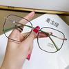 Women Fake Glasses Anti-blue Light Large Frame Glasses Transparent Lens Metal Frame Oversize Eyeglasses UV400 Protection Eyewear