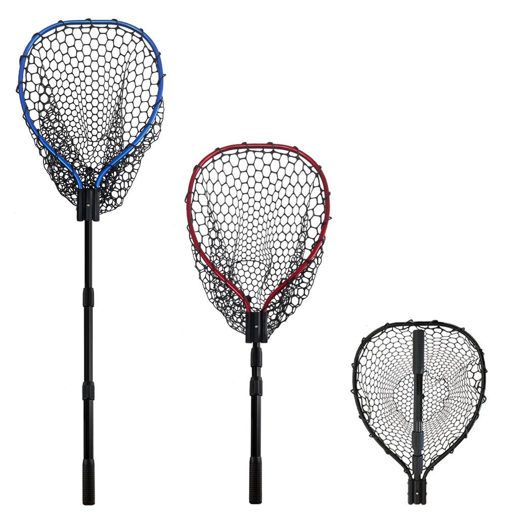 Xipruo Portable Large Hand-held Fishing Net with Silicone Bag & Aluminum Rod for Sea and Raft Fishing