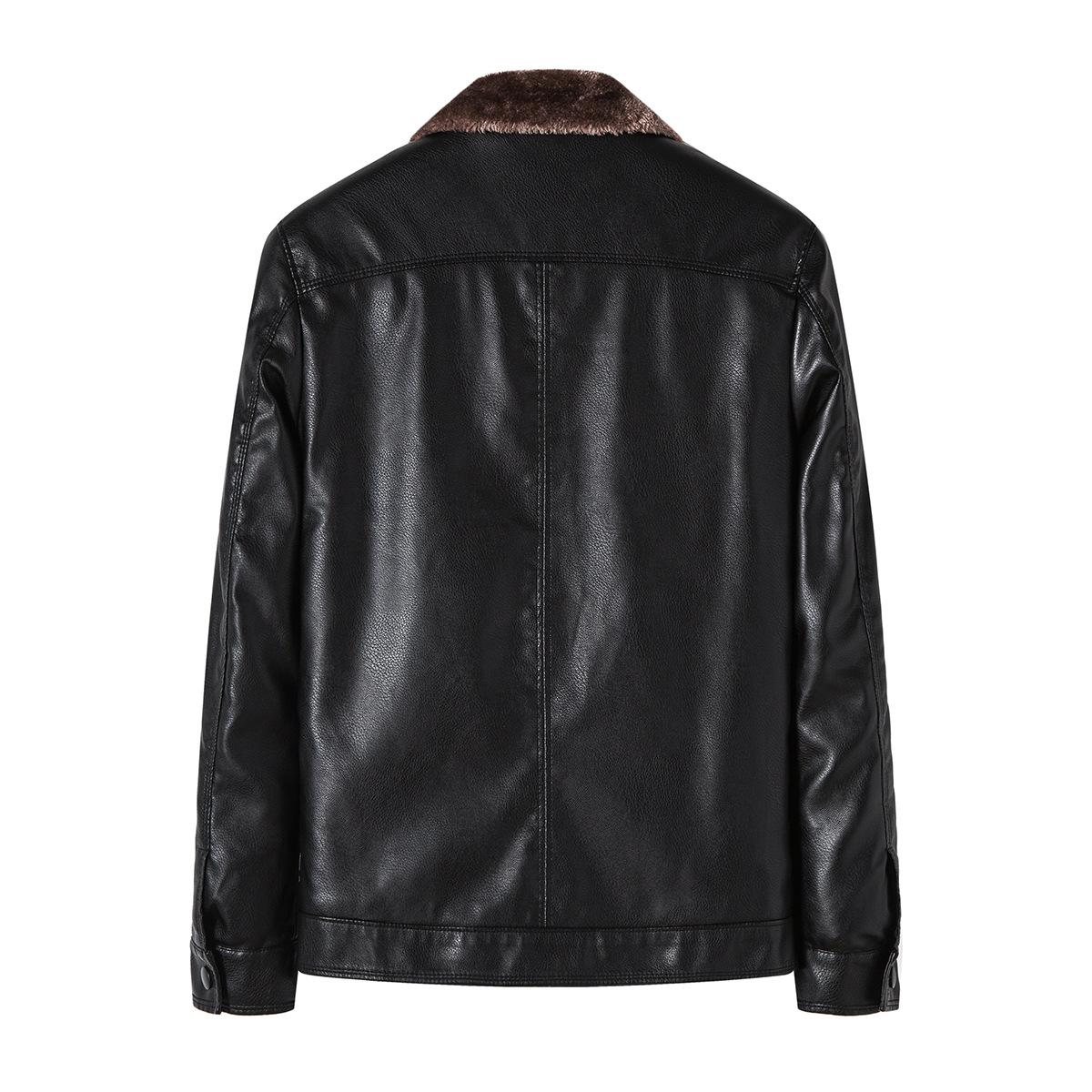 Зимняя новая мужская бархатная куртка из искусственной кожи с лацканами для молодежи — фото 4