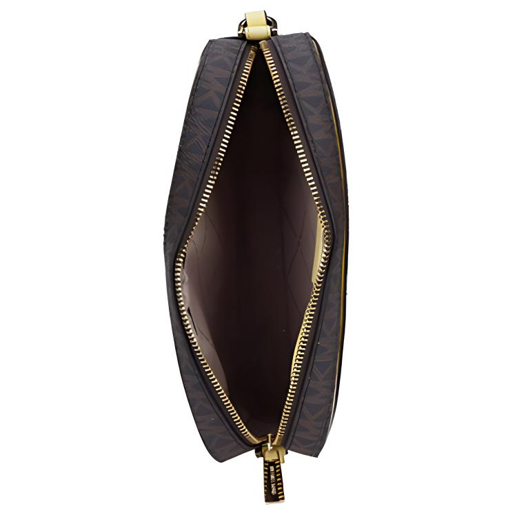 Michael Kors MK Jet Set Monogram Logo Chain PVC And Leather Shoulder Bag Women shoulder bag Yellow Acorn-Brown 35S1GTTC9B-BUTTE