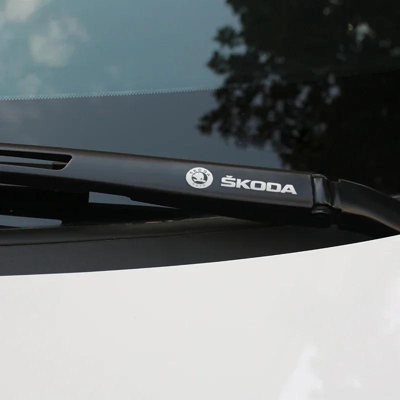CAPR9 Metal Emblem Auto Decor Decals Reflective Car Window Wiper Stickers For SKODA Fabia Octavia Kodiaq Superb Karoq Octavia