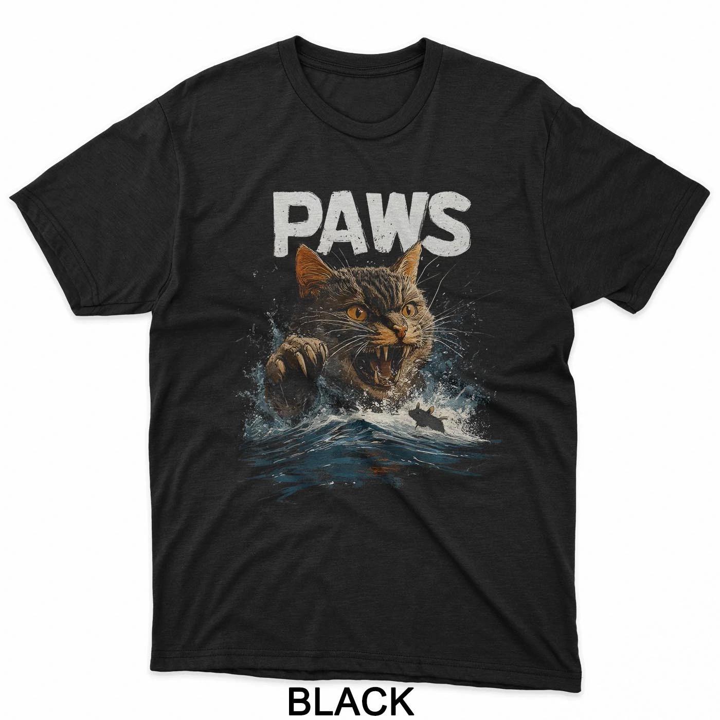 Paws Thriller Horror Movie Parody Funny Cat And Mouse Humor Black T-Shirt XL