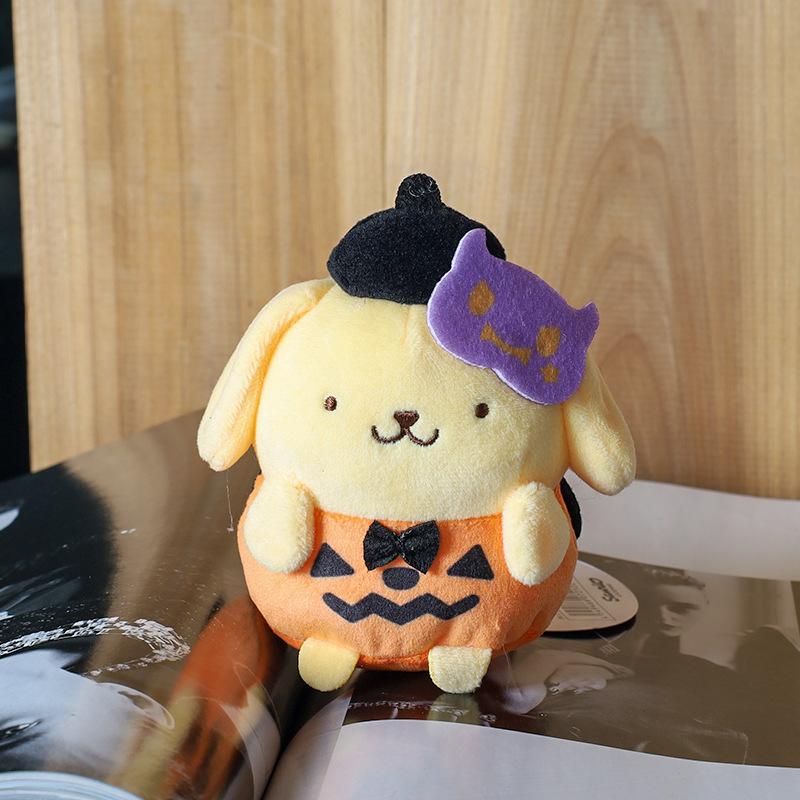 Sanrio Kuromi My Melody Cinnamoroll Halloween Series Kittycat Kawaii Plush Doll Cartoon Backpack Charm Keychain Toys
